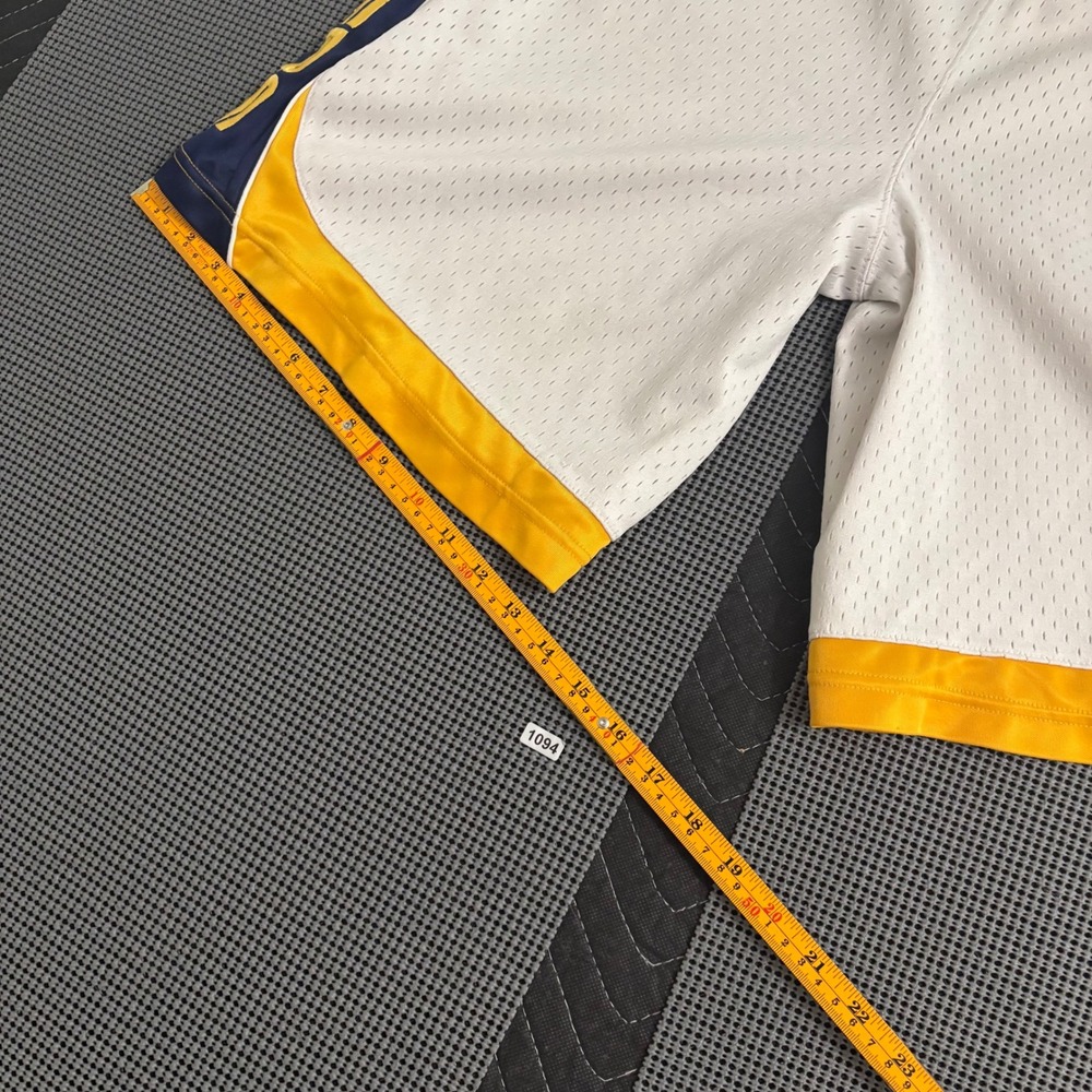 NBA Indiana Pacers Basketball Shorts Mens Large White Navy Yellow Mesh Athletic - Picture 5 of 7